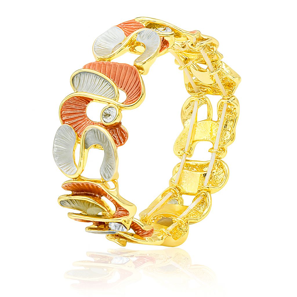 KC gold plated enamel bangle bracelet with hand-painted details