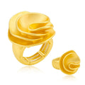 KC gold spiral petal statement ring with hand-painted enamel