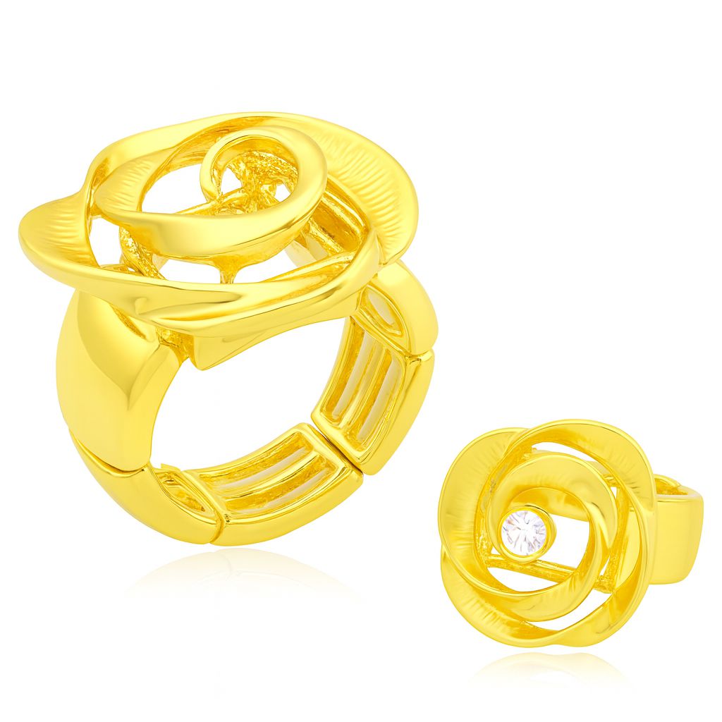 Gold spiral rose statement ring with KC gold plating