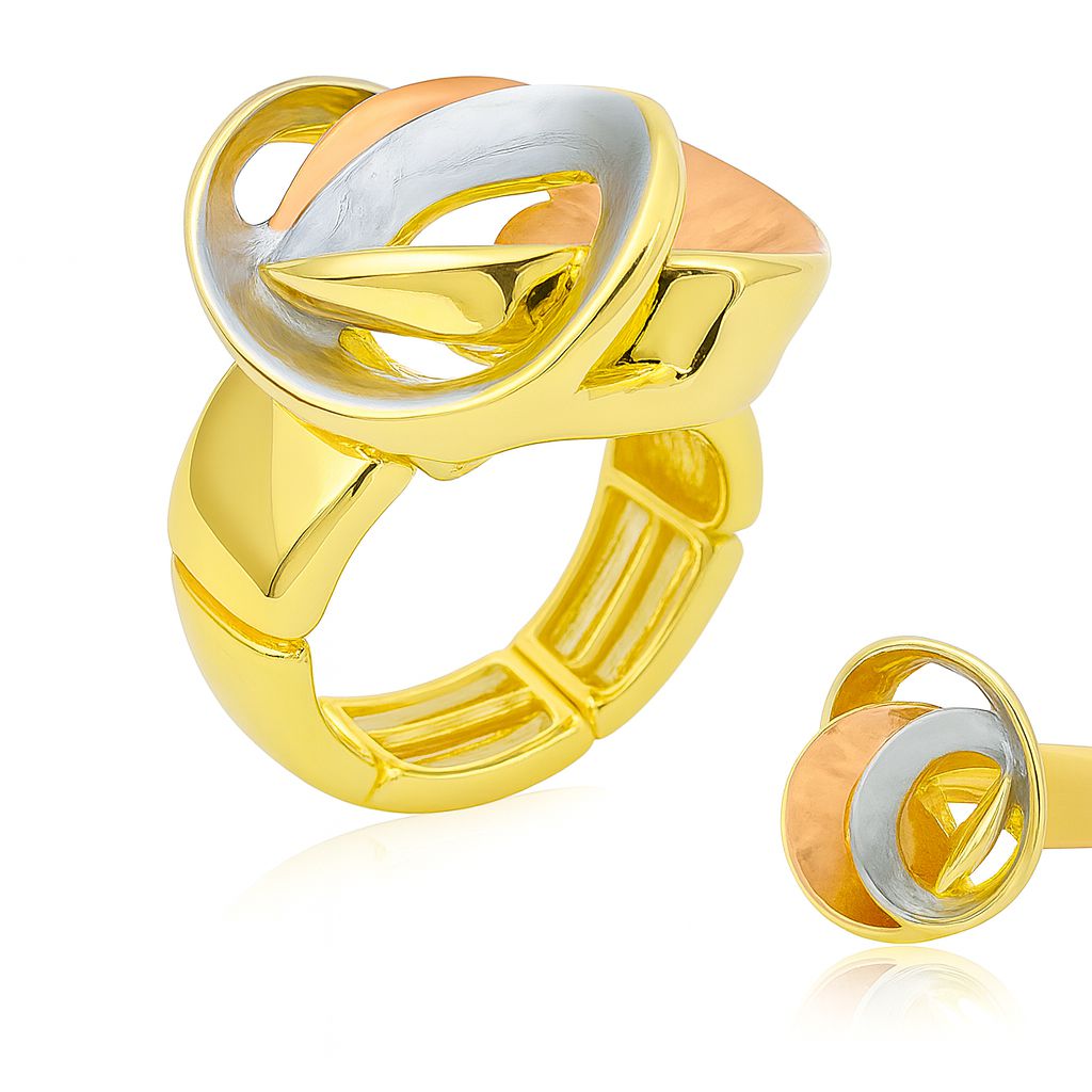 Artistic swirl statement ring with KC gold plating and hand-painted enamel