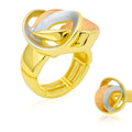 Artistic swirl statement ring with KC gold plating and hand-painted enamel