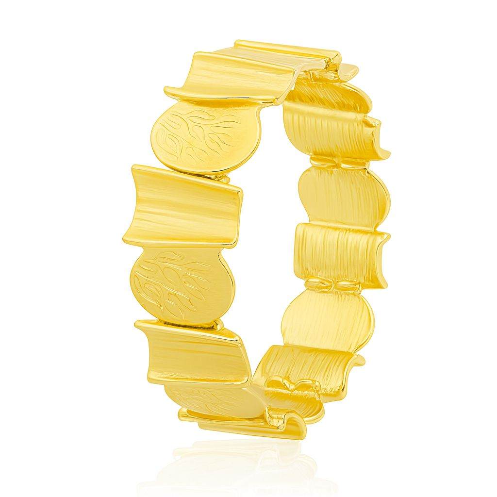 Gold textured panel bangle with KC gold plating