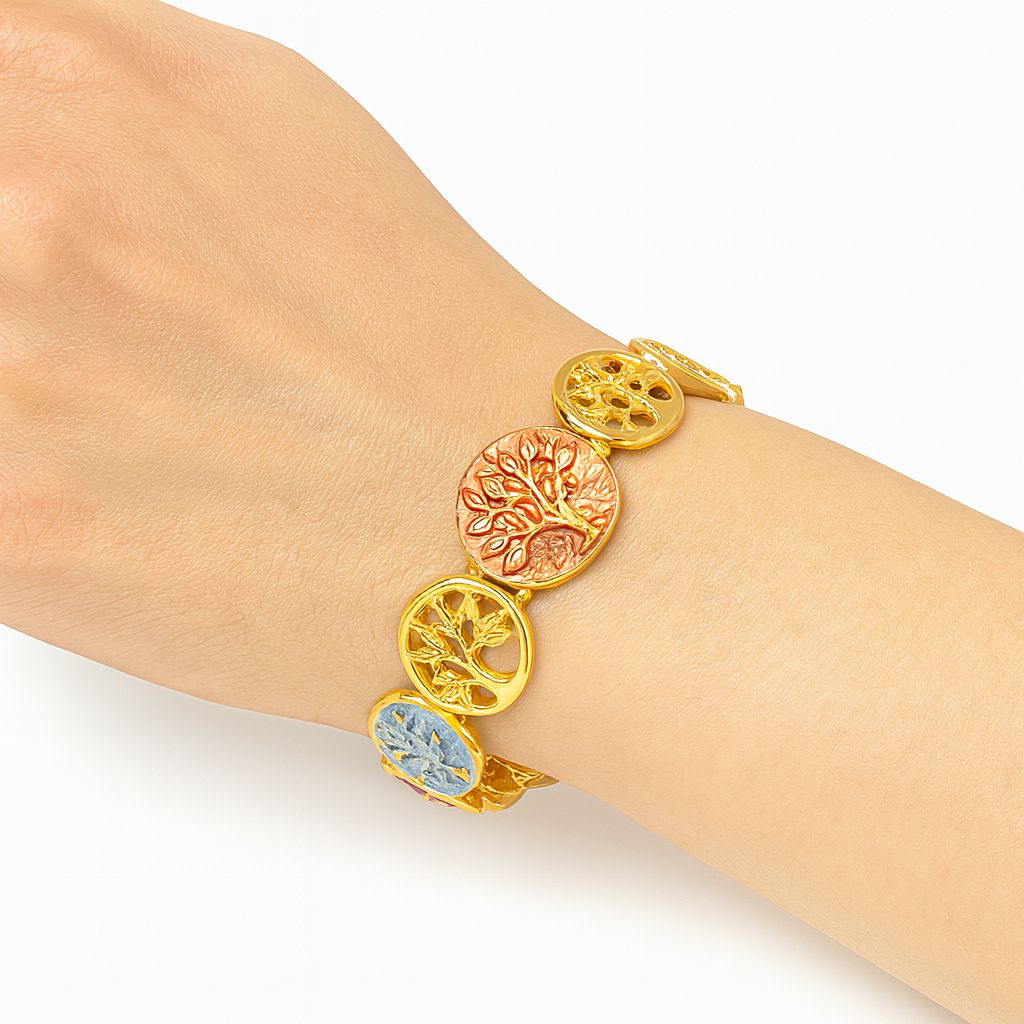 Hand-painted enamel Tree of Life bangle details