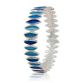 Gradient blue hand-painted enamel bangle bracelet in KC gold-plated alloy – front view