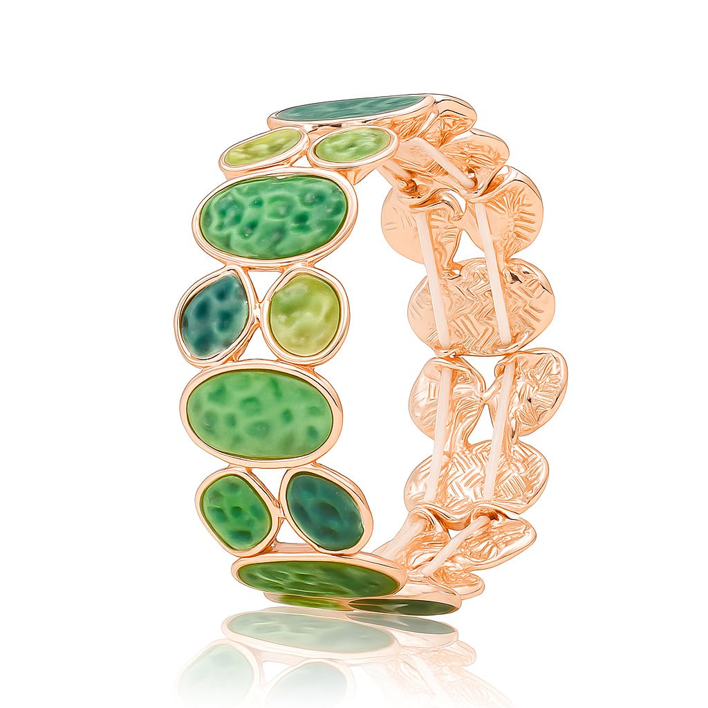 Hand-painted green enamel bracelet with KC gold plating