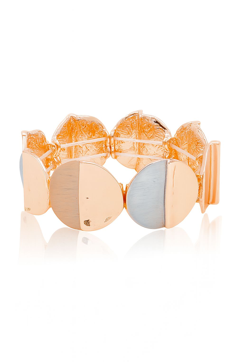 Half-moon design enamel bangle with KC gold plating
