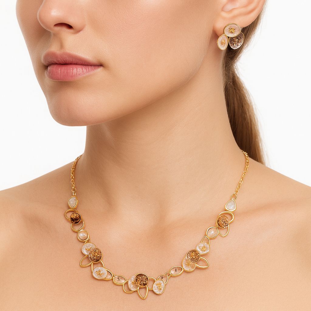 Hand painted heart earrings in KC gold plated alloy