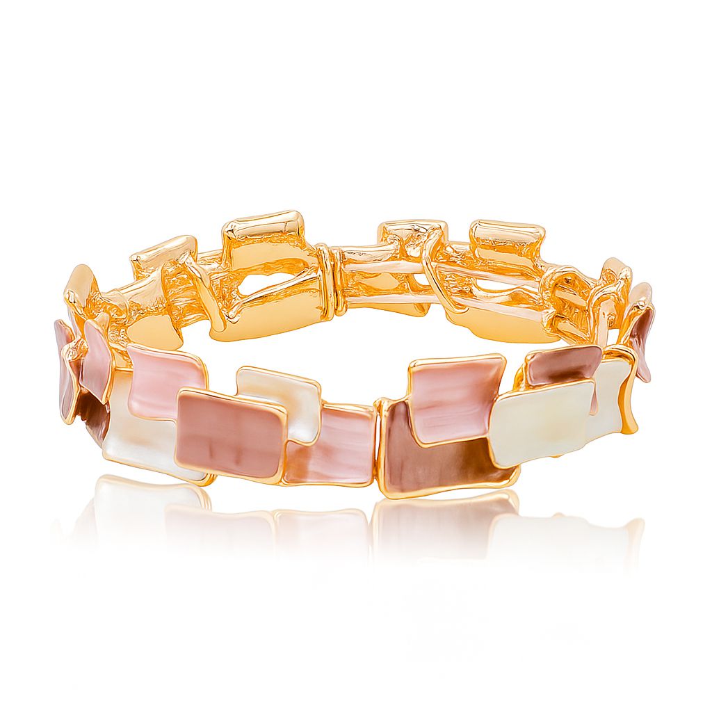 Artistic alloy bangle featuring pastel enamel details