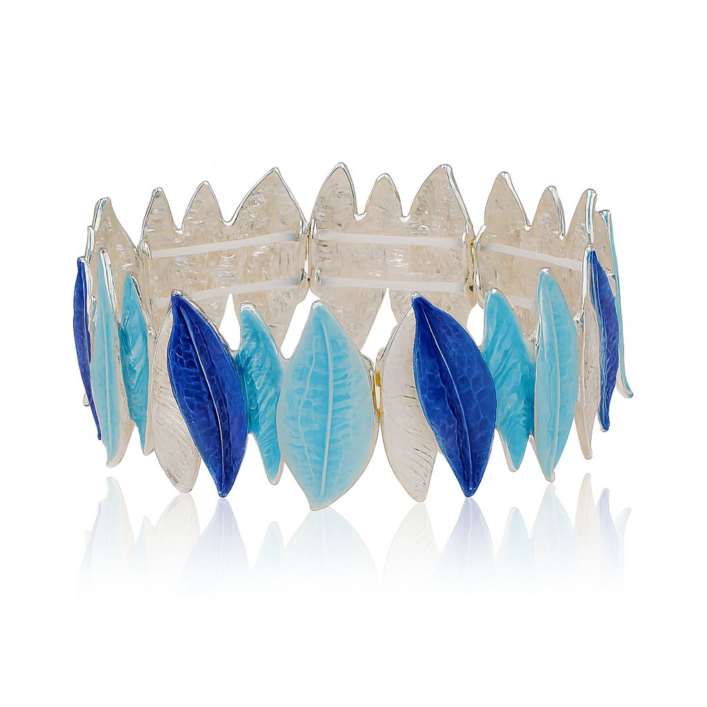 eaf shaped enamel bracelet worn on wrist