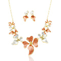 Hand-painted butterfly necklace and earrings set in KC gold