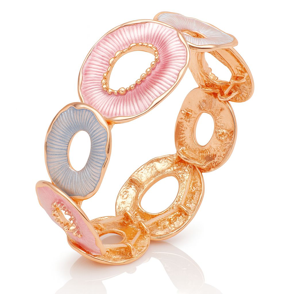 Hand-painted circle bangle bracelet with KC gold plating in pastel colors