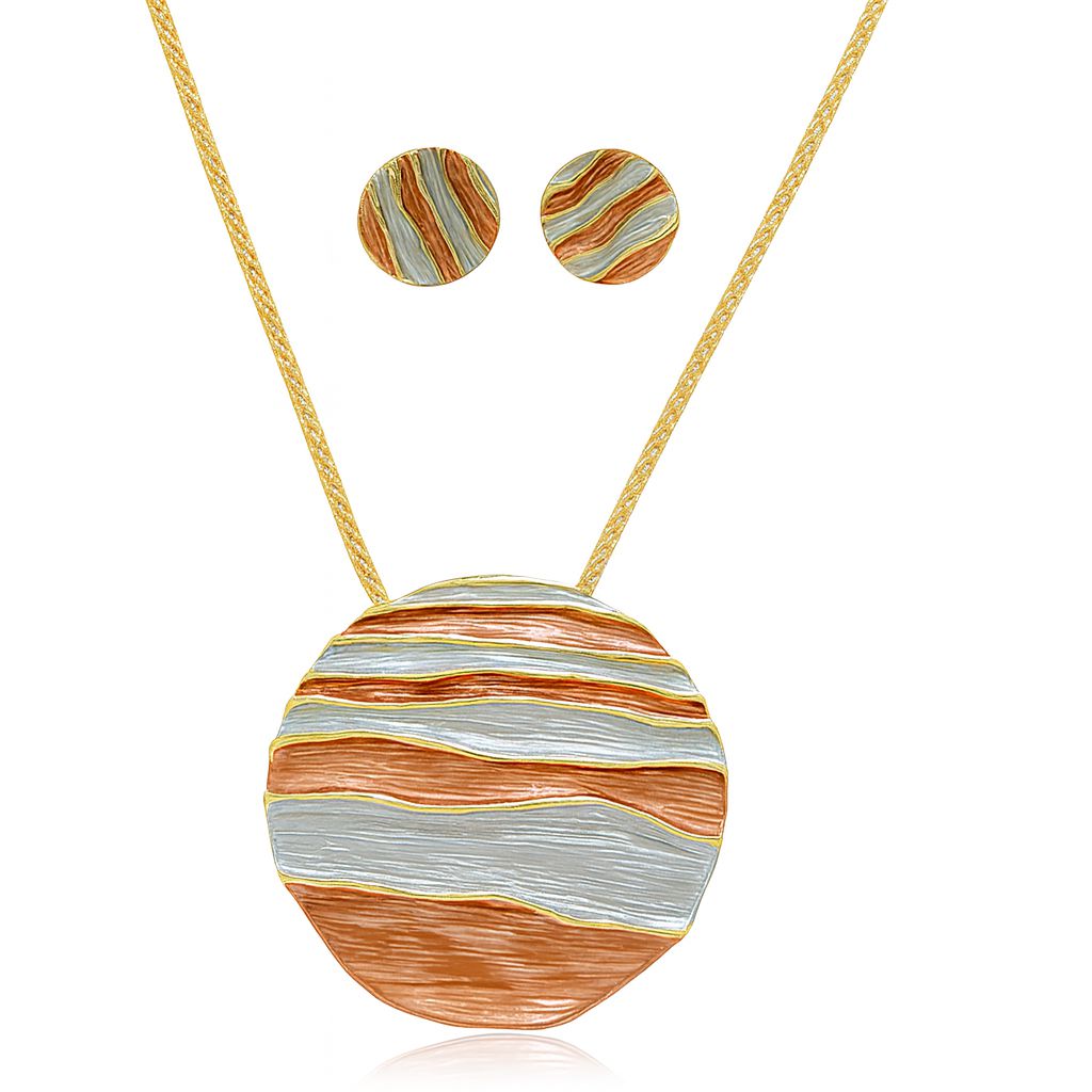 Hand-painted KC gold necklace and earrings set for women