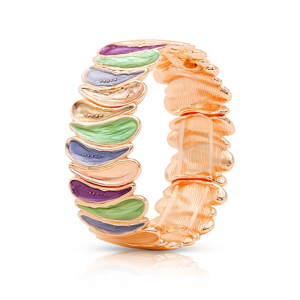 Hand-painted colorblock bracelet with KC gold plating