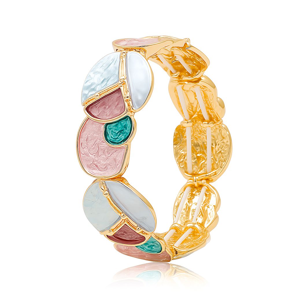 Hand-painted enamel KC gold bangle bracelet set for women