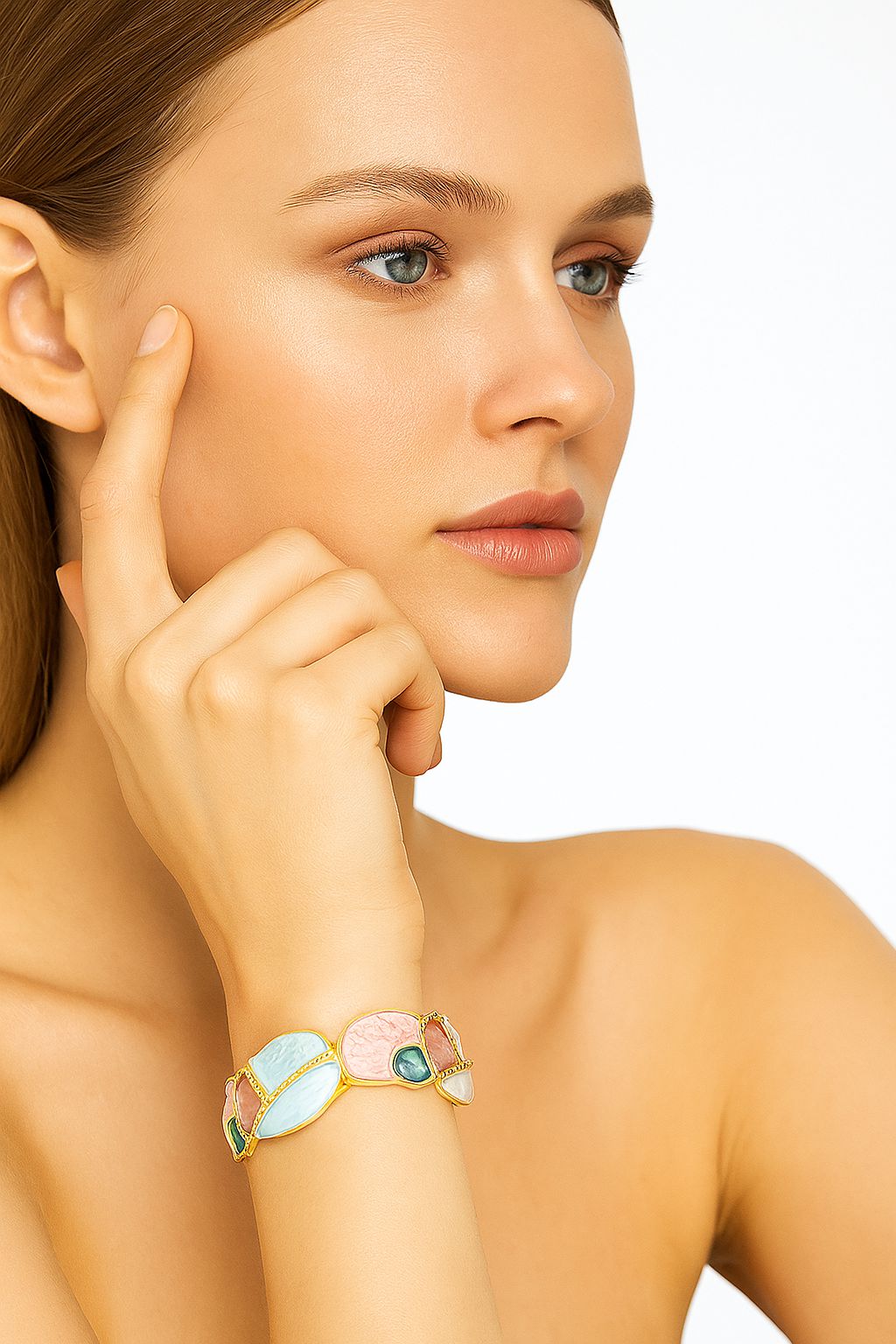 Luxury alloy bangle with hand-painted enamel design