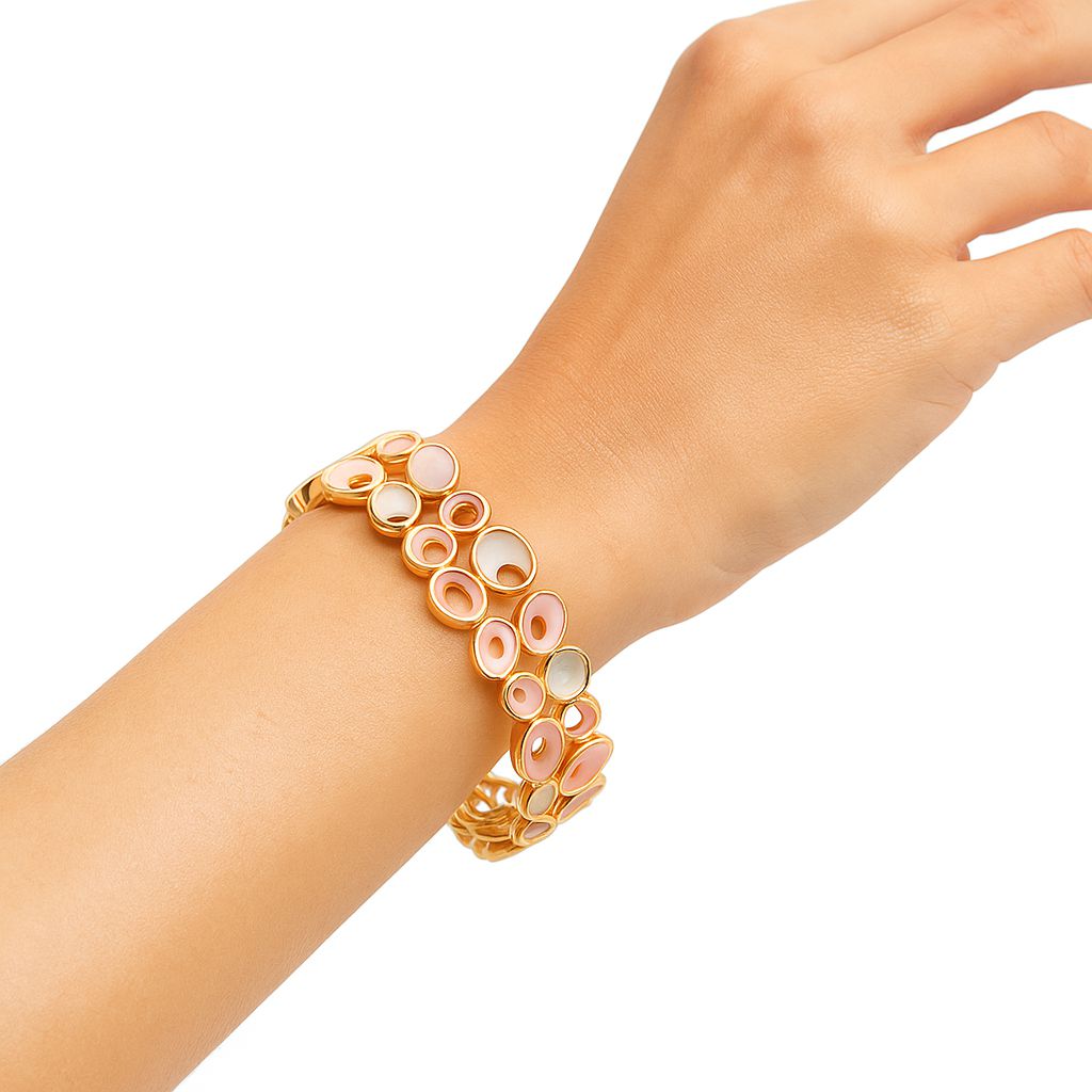 Lightweight stretch bracelet featuring multicolor enamel accents