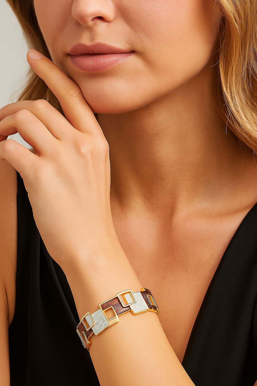 Art square link enamel bracelet women’s fashion jewelry