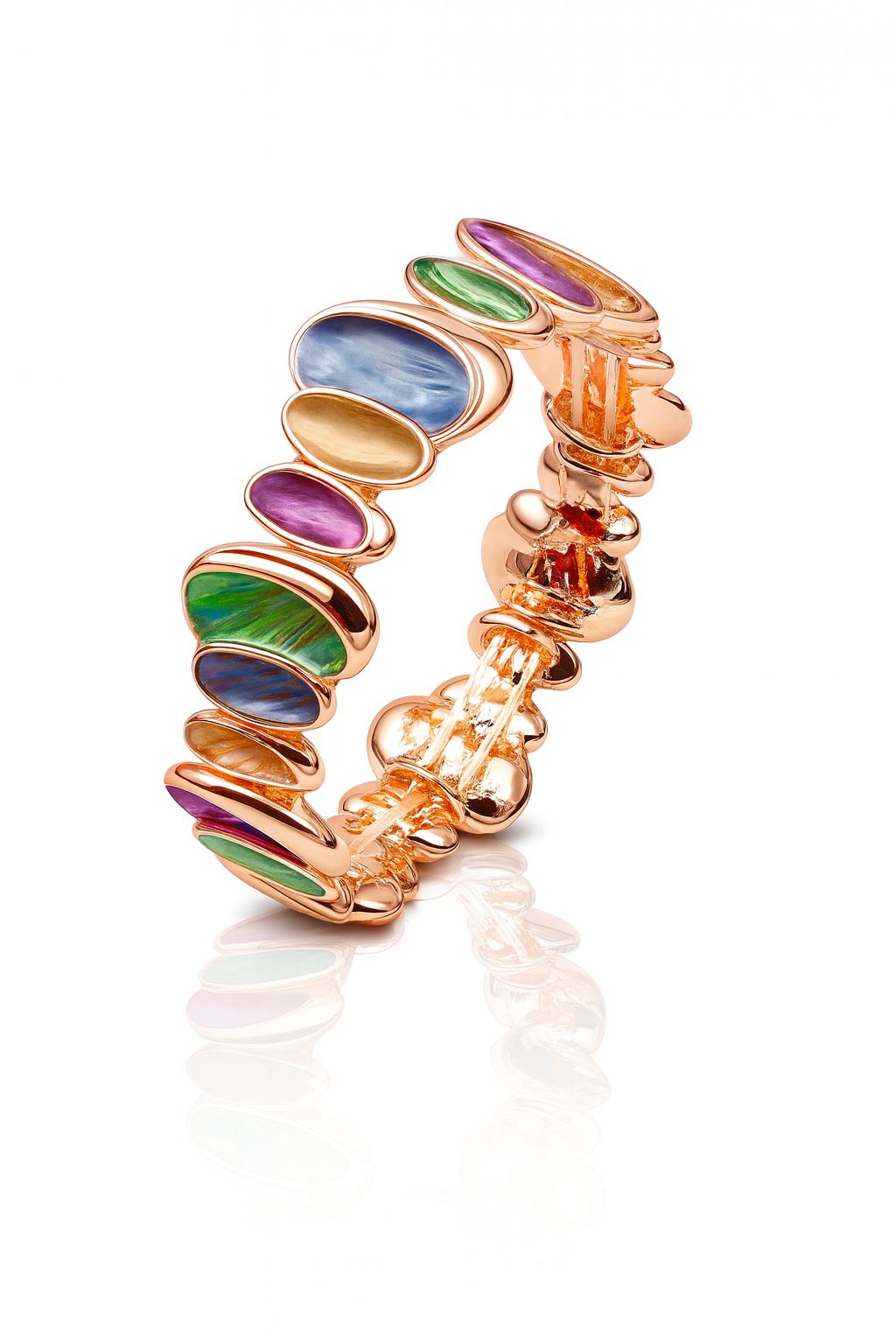 Women’s artistic oval bangle with colorful enamel details