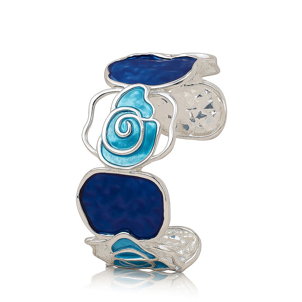 Hand-painted enamel bracelet in KC gold plated alloy on white background