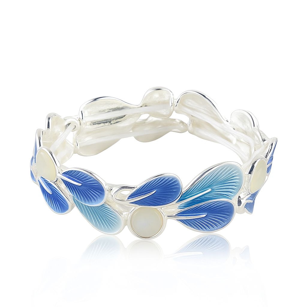 KC gold plated enamel bracelet worn on wrist showing color block design