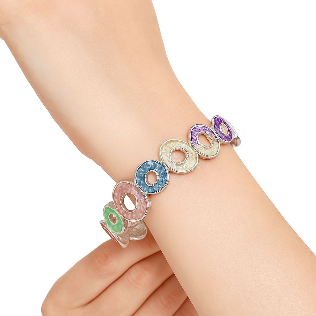 KC gold plated alloy bracelet with multicolor enamel design