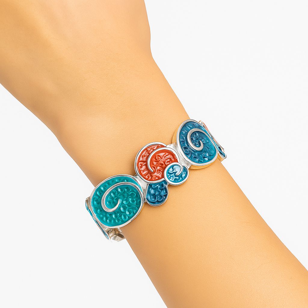 Women’s vibrant enamel bracelet set handcrafted with thin-layer painting