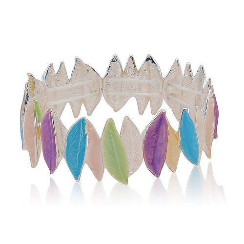 Artisan enamel bracelet with leaf design for women
