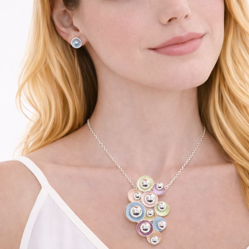 Multicolor enamel bubble stud earrings with KC gold plated finish