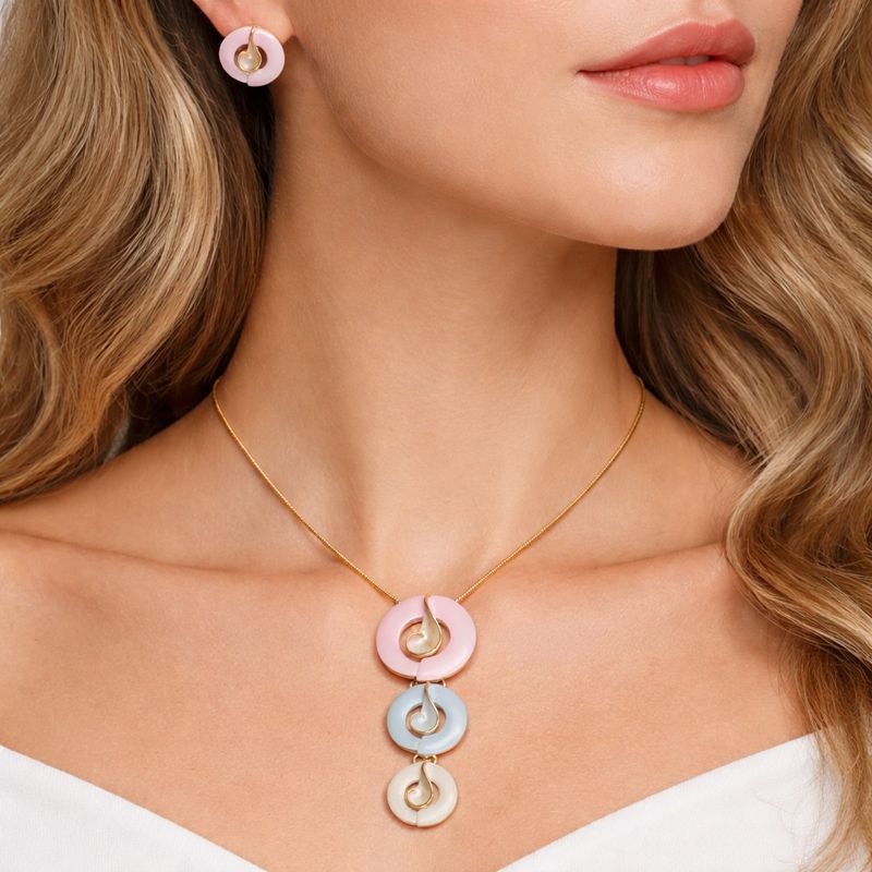 Hand painted enamel earrings with gold plated alloy finish