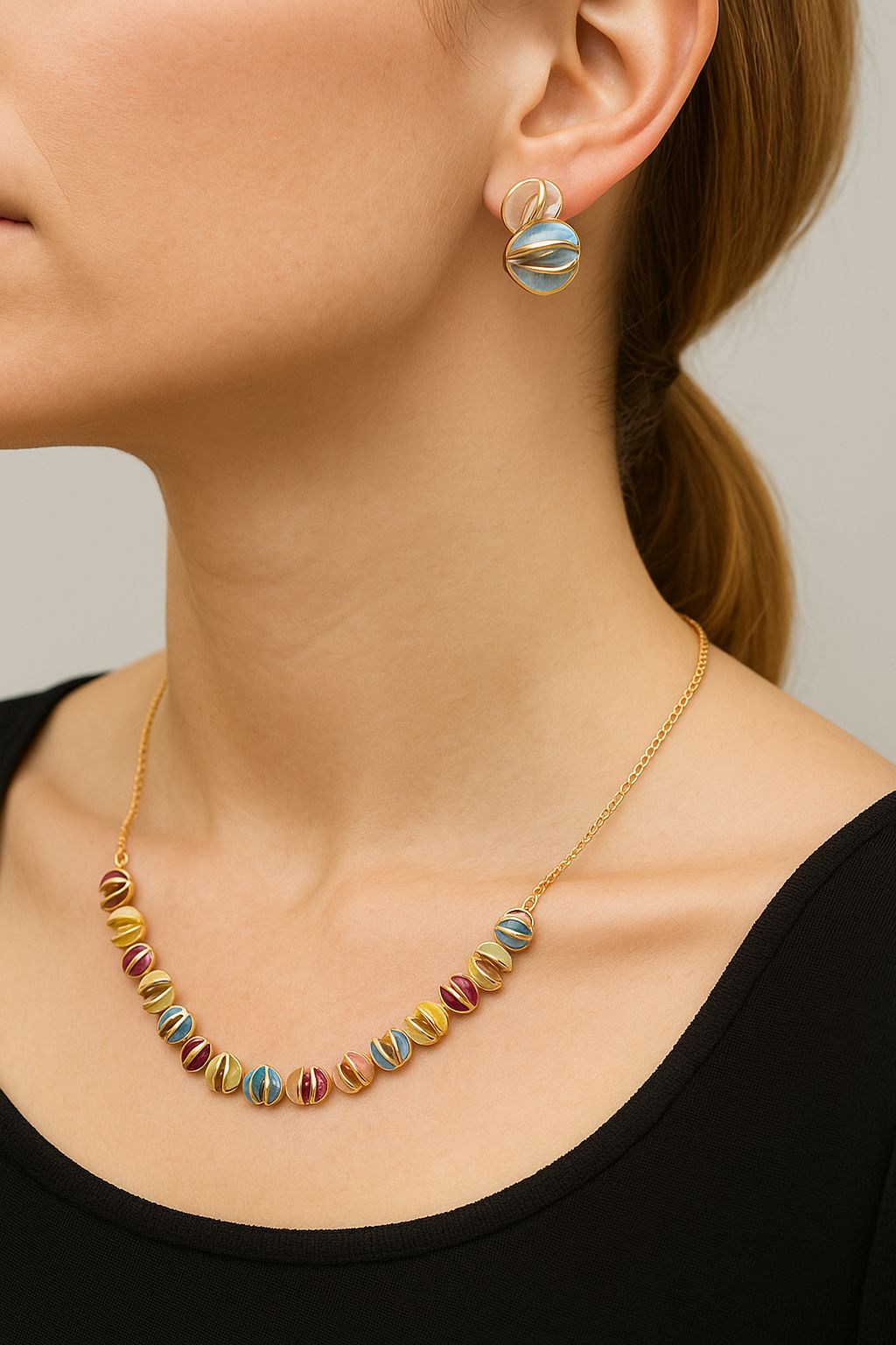 Hand painted enamel earrings for women in artistic design