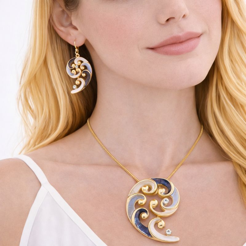 Matching enamel earrings in KC gold plating for women