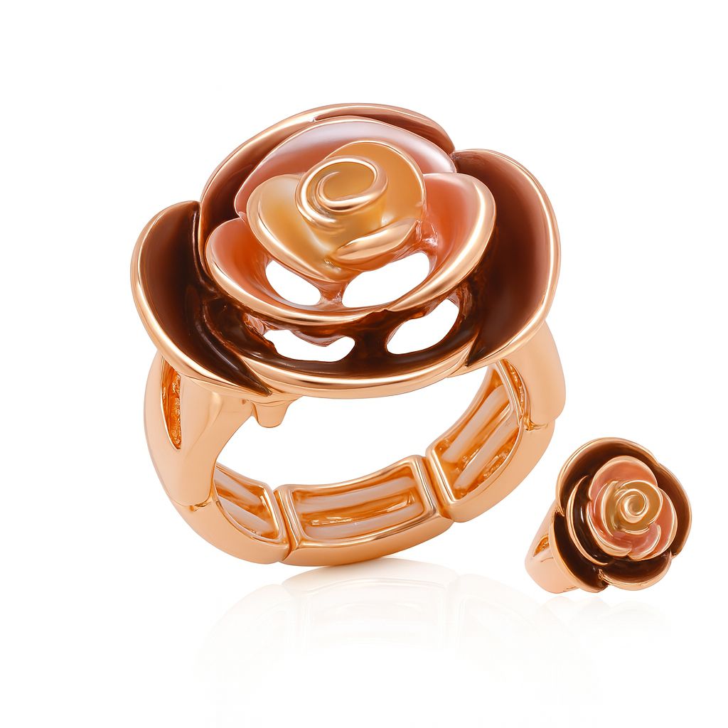 Hand painted enamel floral ring with KC gold plating for women