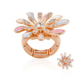 Hand painted enamel flower ring in KC gold plated alloy