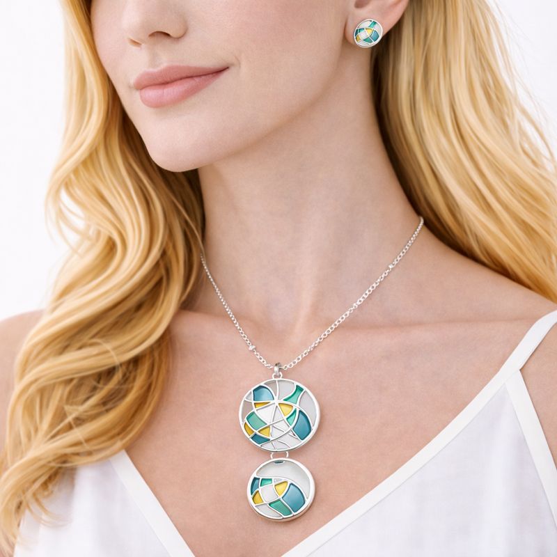 Hand painted enamel geometric earrings with KC gold plated finish