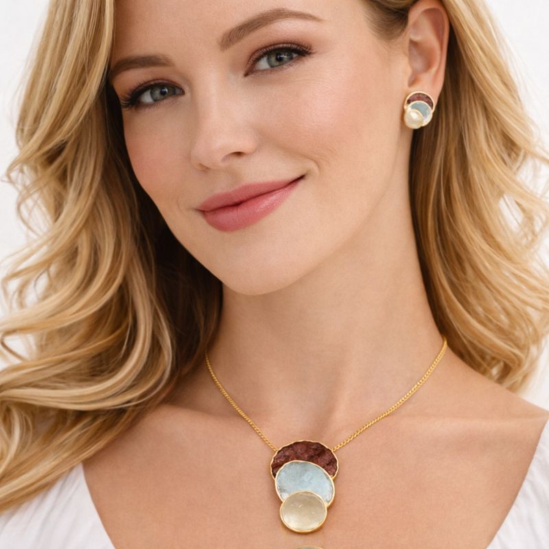 Hand painted enamel gold earrings detail with KC gold plating