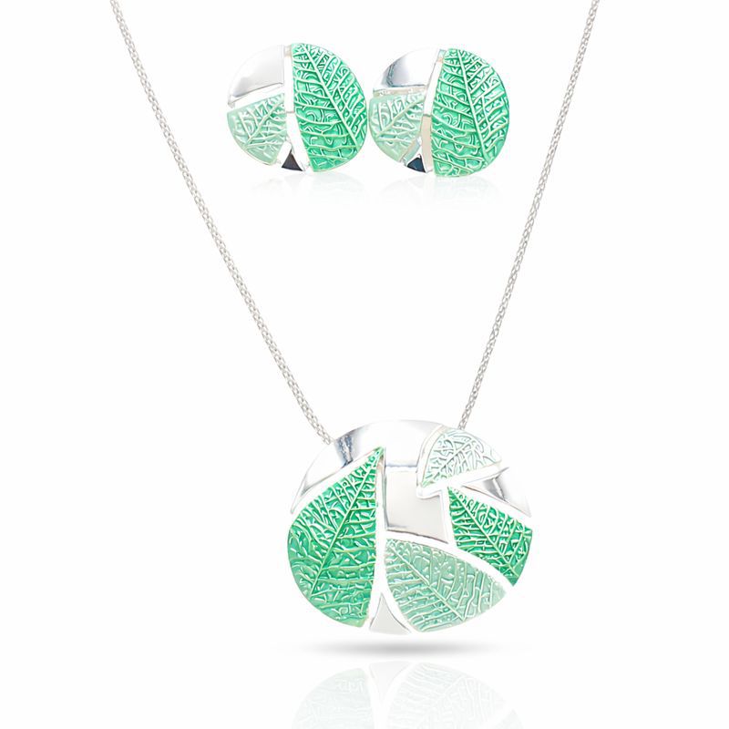 Hand-painted enamel KC gold plated necklace and earrings set in alloy