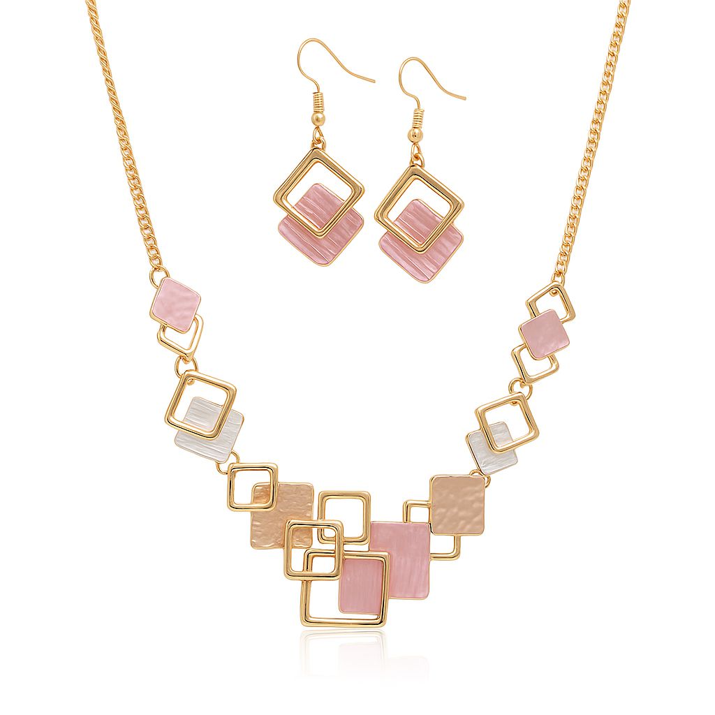 hand painted enamel KC gold plated necklace and earrings set