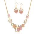 hand painted enamel KC gold plated necklace and earrings set