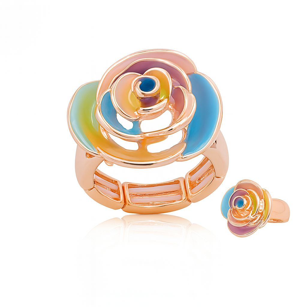 Hand painted enamel gold ring with KC gold plating for women