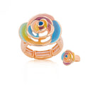 Hand painted enamel gold ring with KC gold plating for women