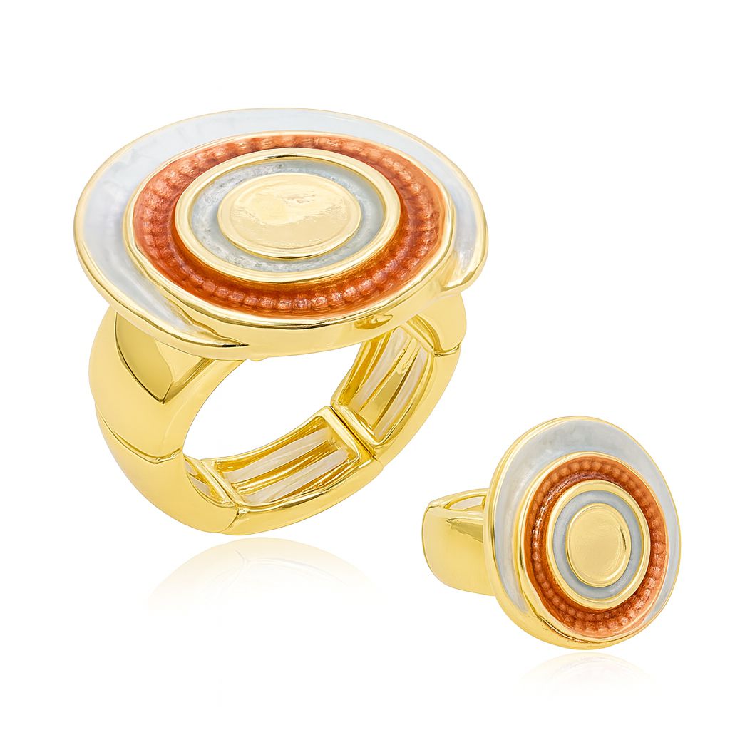 Hand-painted enamel ring with KC gold plating and pearl detail