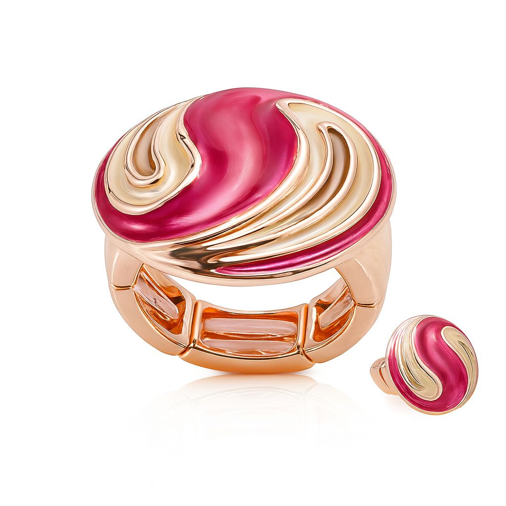 Hand painted enamel statement ring with KC gold plating