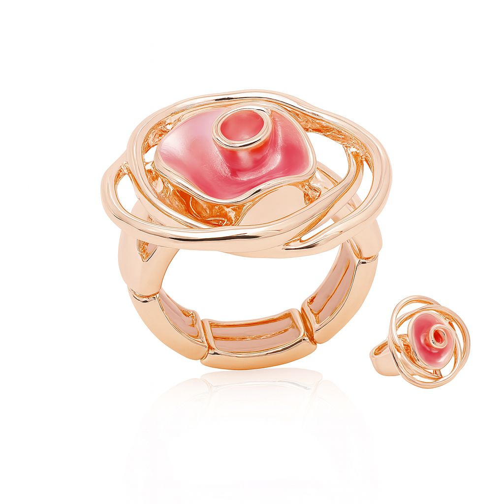 Hand painted enamel statement ring with KC gold finish