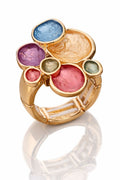 Artistic KC gold plated enamel ring worn on hand