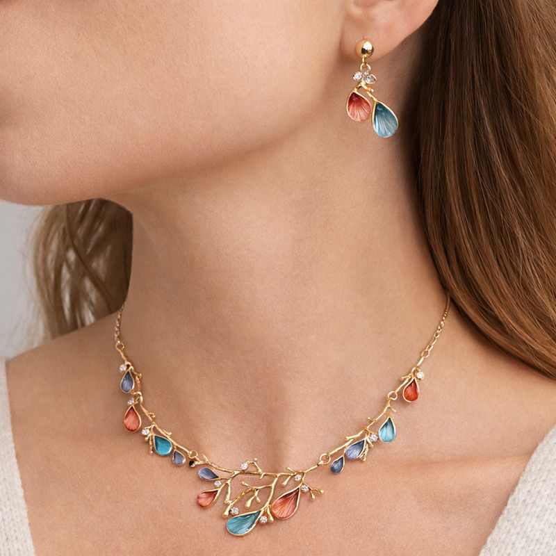 Lightweight enamel drop earrings inspired by nature