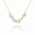 Hand painted enamel leaf necklace with KC gold plating on white background