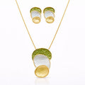 Hand-painted enamel necklace and earring set with KC gold plating