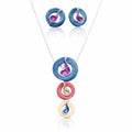 Hand-painted enamel necklace and earrings set with KC gold plating