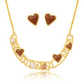 Hand-painted enamel necklace and earrings set in KC gold plated alloy