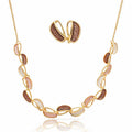 Hand painted enamel necklace and earrings set with KC gold plating